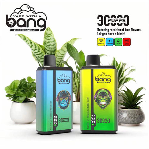 Bang 30000 puffs vape double flavor pods digital puff Rotating cigarette holder -550mAh Battery, 36ml E-liquid, Multiple Nicotine 12 Flavors