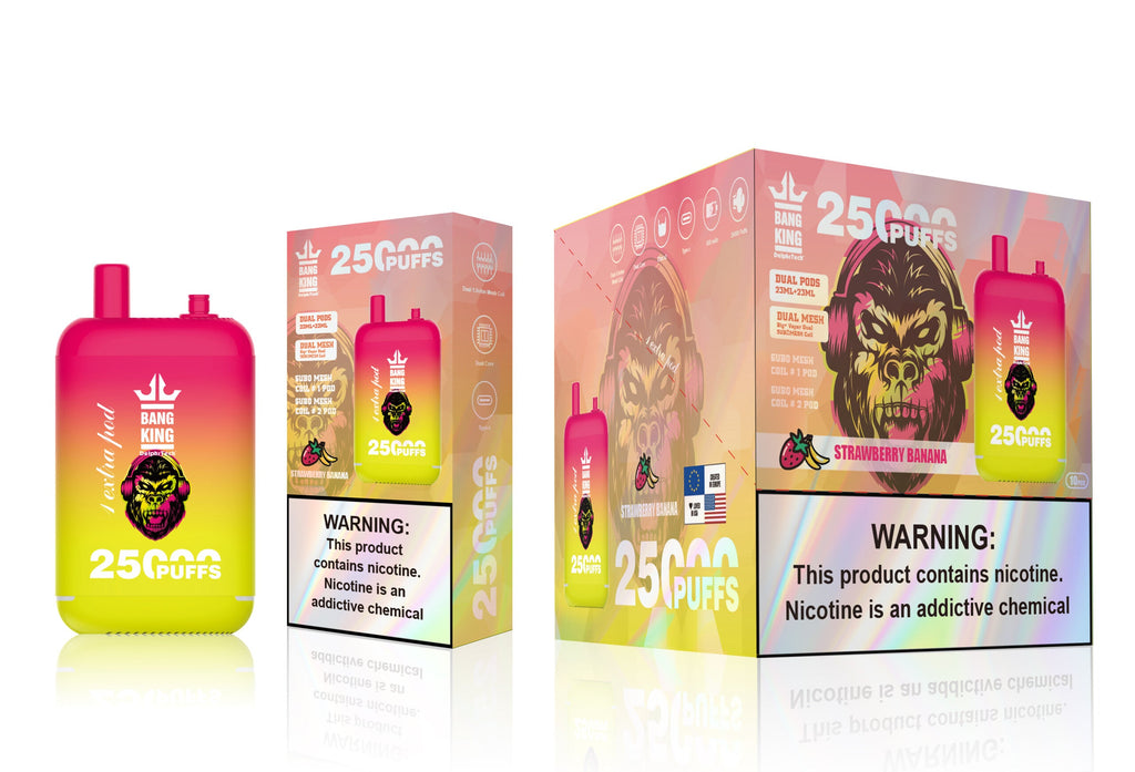 Bang King 25000 Puffs - 46mL Dual Tank (0% to 5% Nicotine) 650mAh Battery ，12 Flavors