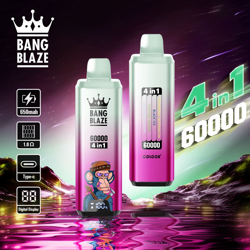 BANG BLAZE 4IN1 60000 Puffs Disposable Vape Wholesale(0% to 5% Nicotine) 56ML e-liquid  650mAh 12 Flavors