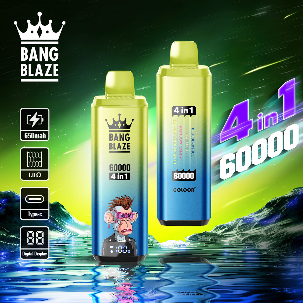 BANG BLAZE 4IN1 60000 Puffs Disposable Vape Wholesale(0% to 5% Nicotine) 56ML e-liquid  650mAh 12 Flavors