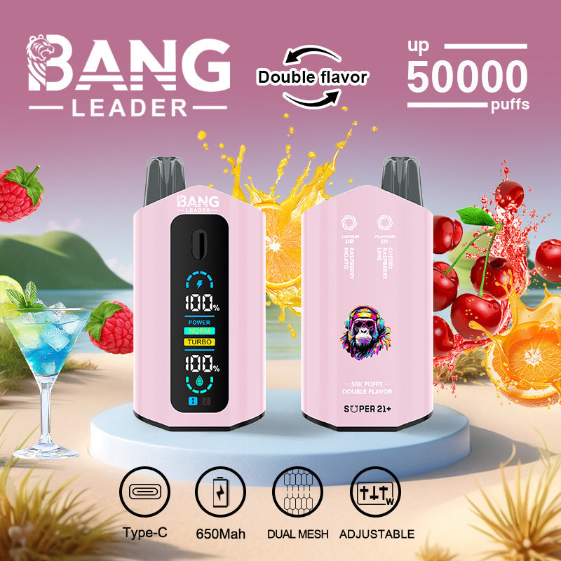 Bang Leader 50000 Puffs Disposable Vape (0%- 5% Nicotine) – Dual Pods, Unmatched Performance 650mAh battery 12 Flavors