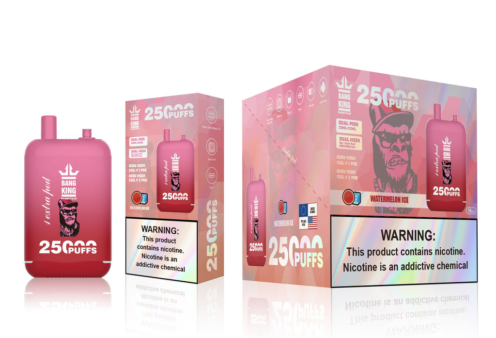 Bang King 25000 Puffs 25 K - 46mL Dual Tank (0% to 5% Nicotine) 650mAh Battery 12 Flavors