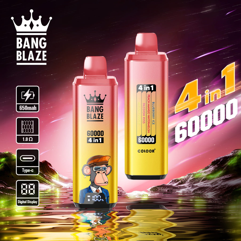BANG BLAZE 4IN1 60000 Puffs Disposable Vape Wholesale(0% to 5% Nicotine) 56ML e-liquid  650mAh 12 Flavors