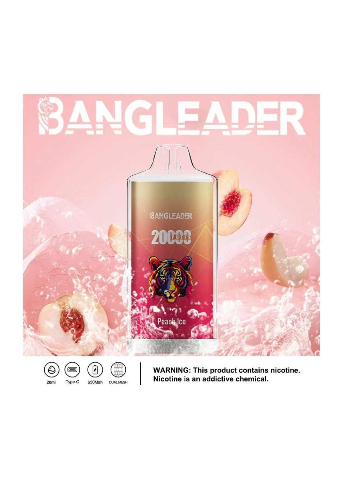 Bang Leader 20000 Puffs Disposable Vape – 650mAh Battery, 28mL E-Liquid, 0% to 5% Nicotine Options 12 Flavors