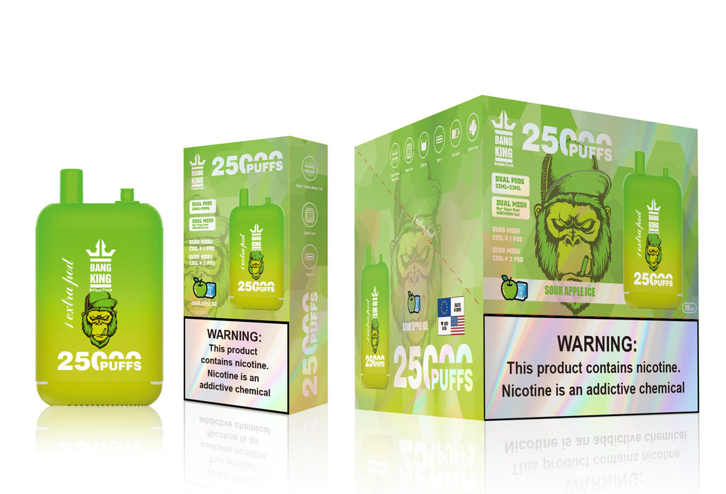 Bang King 25000 Puffs 25 K - 46mL Dual Tank (0% to 5% Nicotine) 650mAh Battery 12 Flavors