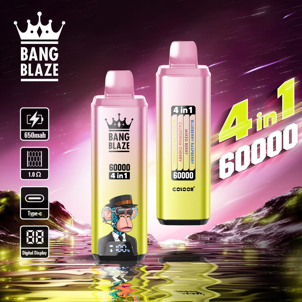 BANG BLAZE 4IN1 60000 Puffs Disposable Vape Wholesale(0% to 5% Nicotine) 56ML e-liquid  650mAh 12 Flavors