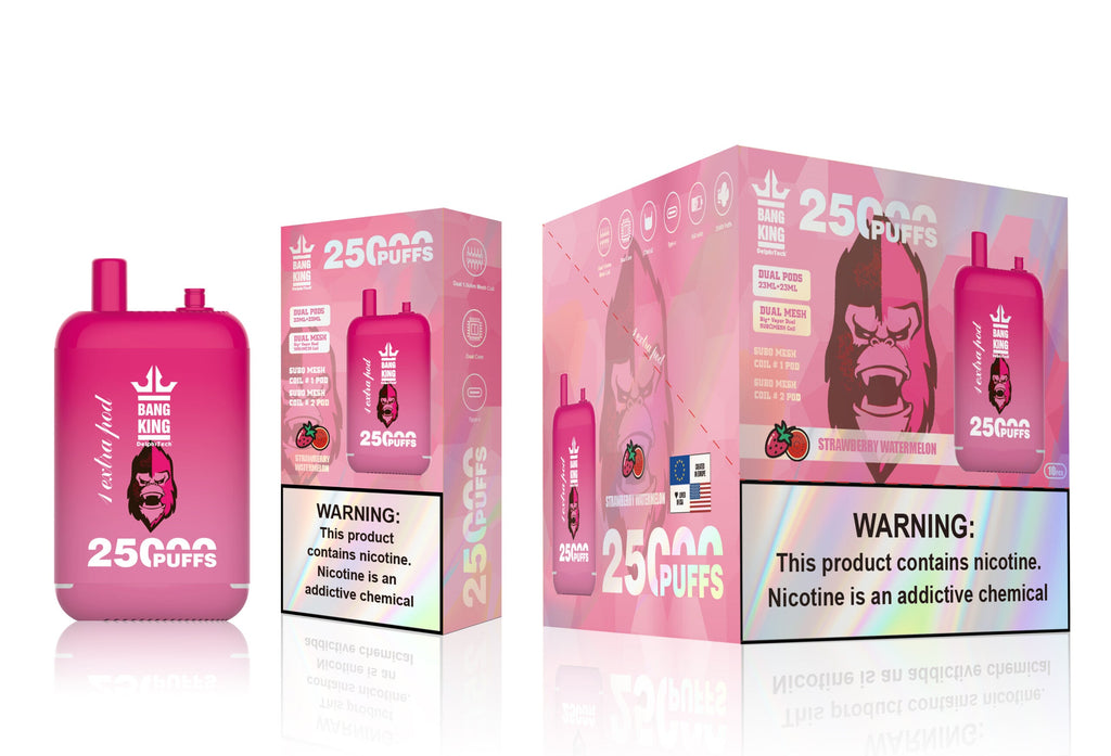 Bang King 25000 Puffs 25 K - 46mL Dual Tank (0% to 5% Nicotine) 650mAh Battery 12 Flavors