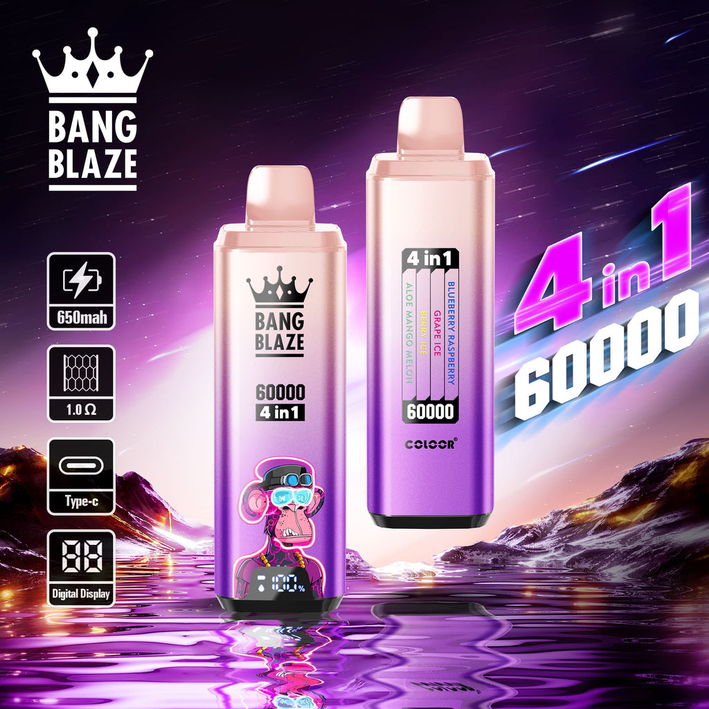 BANG BLAZE 4IN1 60000 Puffs Disposable Vape Wholesale(0% to 5% Nicotine) 56ML e-liquid  650mAh 12 Flavors