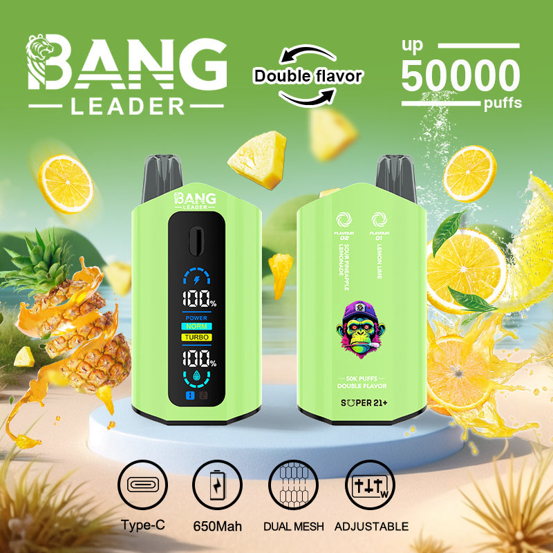 Bang Leader 50000 Puffs Disposable Vape (0%- 5% Nicotine) – Dual Pods, Unmatched Performance 650mAh battery 12 Flavors