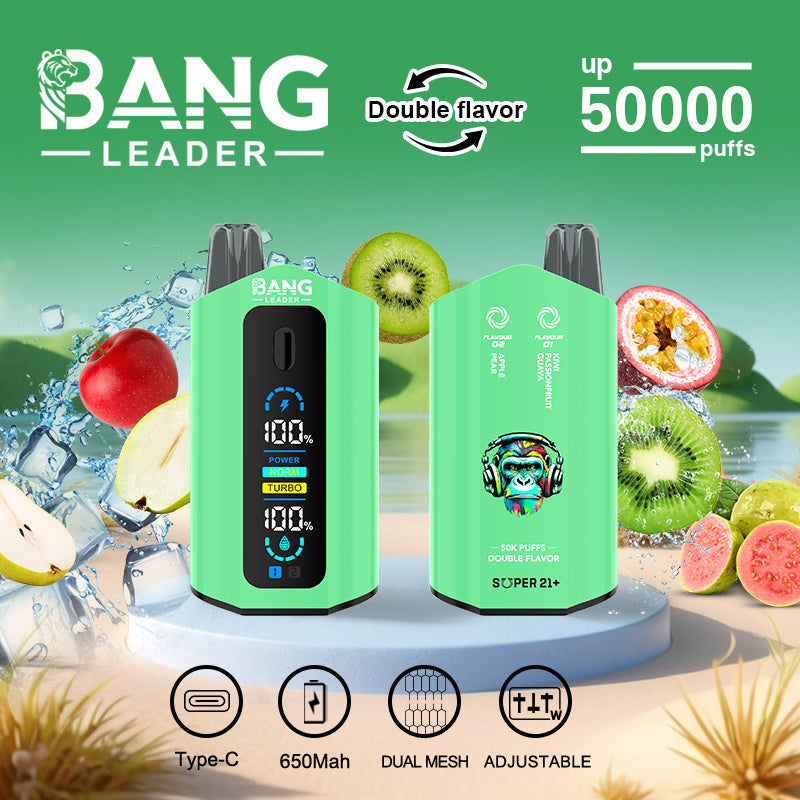 Bang Leader 50000 Puffs Disposable Vape (0%- 5% Nicotine) – Dual Pods, Unmatched Performance 650mAh battery 12 Flavors