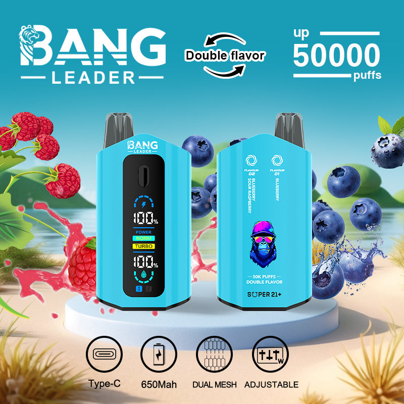 Bang Leader 50000 Puffs Disposable Vape (0%- 5% Nicotine) – Dual Pods, Unmatched Performance 650mAh battery 12 Flavors