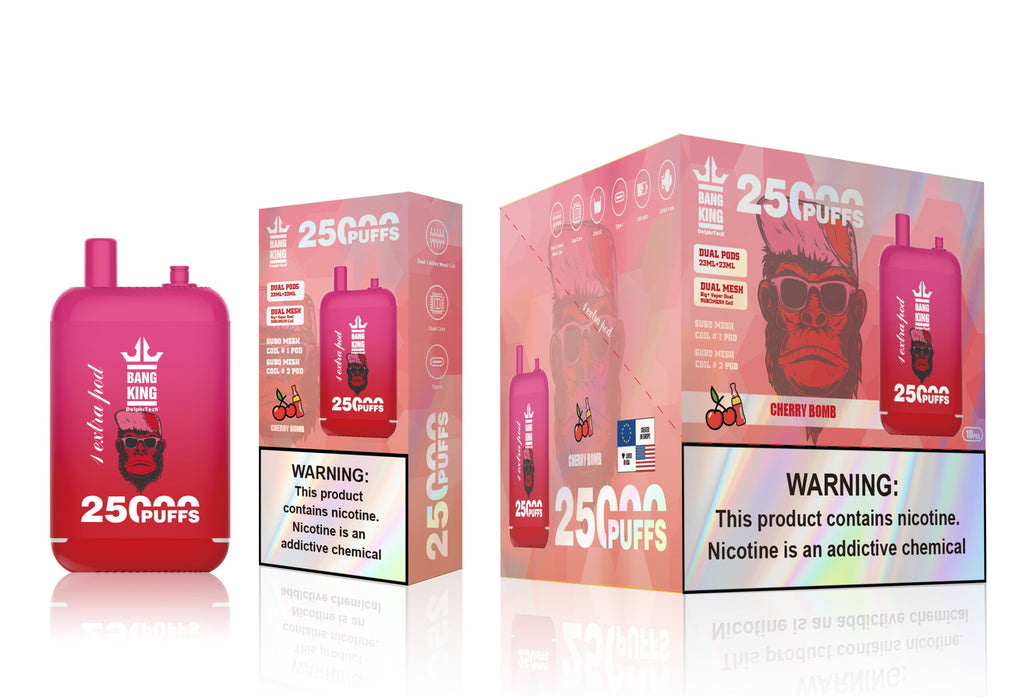 Bang King 25000 Puffs 25 K - 46mL Dual Tank (0% to 5% Nicotine) 650mAh Battery 12 Flavors