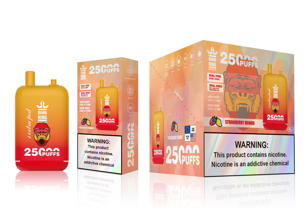 Bang King 25000 Puffs 25 K - 46mL Dual Tank (0% to 5% Nicotine) 650mAh Battery 12 Flavors