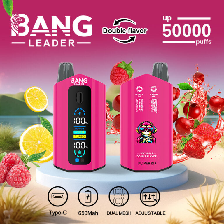 Bang Leader 50000 Puffs Disposable Vape (0%- 5% Nicotine) – Dual Pods, Unmatched Performance 650mAh battery 12 Flavors