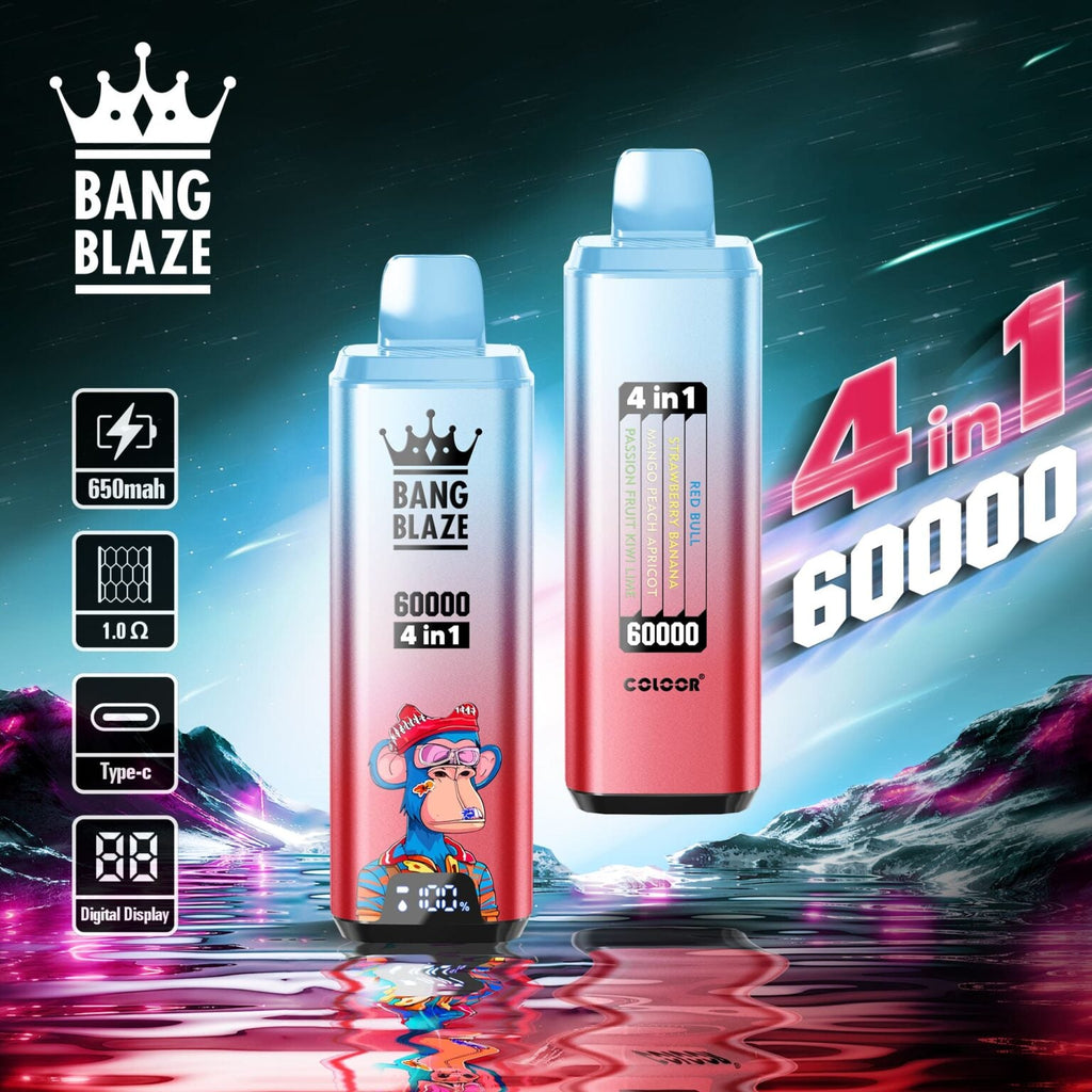 BANG BLAZE 4IN1 60000 Puffs Disposable Vape Wholesale(0% to 5% Nicotine) 56ML e-liquid  650mAh 12 Flavors