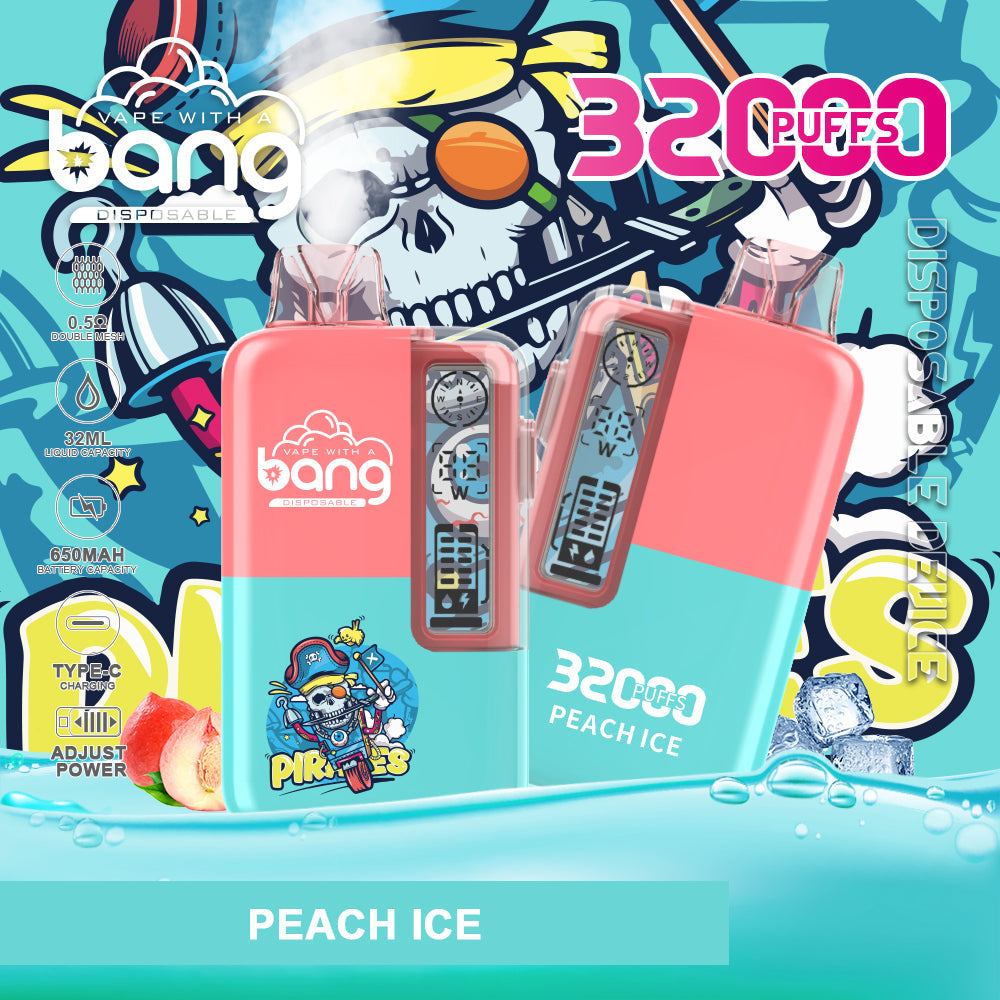 BangKing 32000 Puffs 32K Smart Full Screen Turn Ice Wholesale Disposable Vape Puff 32k Prefilled Pod – 650mAh Battery, 32ml E-liquid, Multiple Nicotine Strength Options  12 Flavors