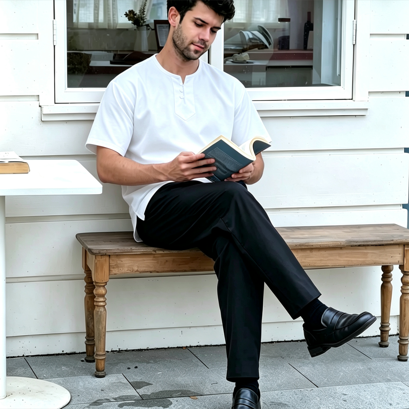 Men's Modern 3-Button Henley Kurta Shirt