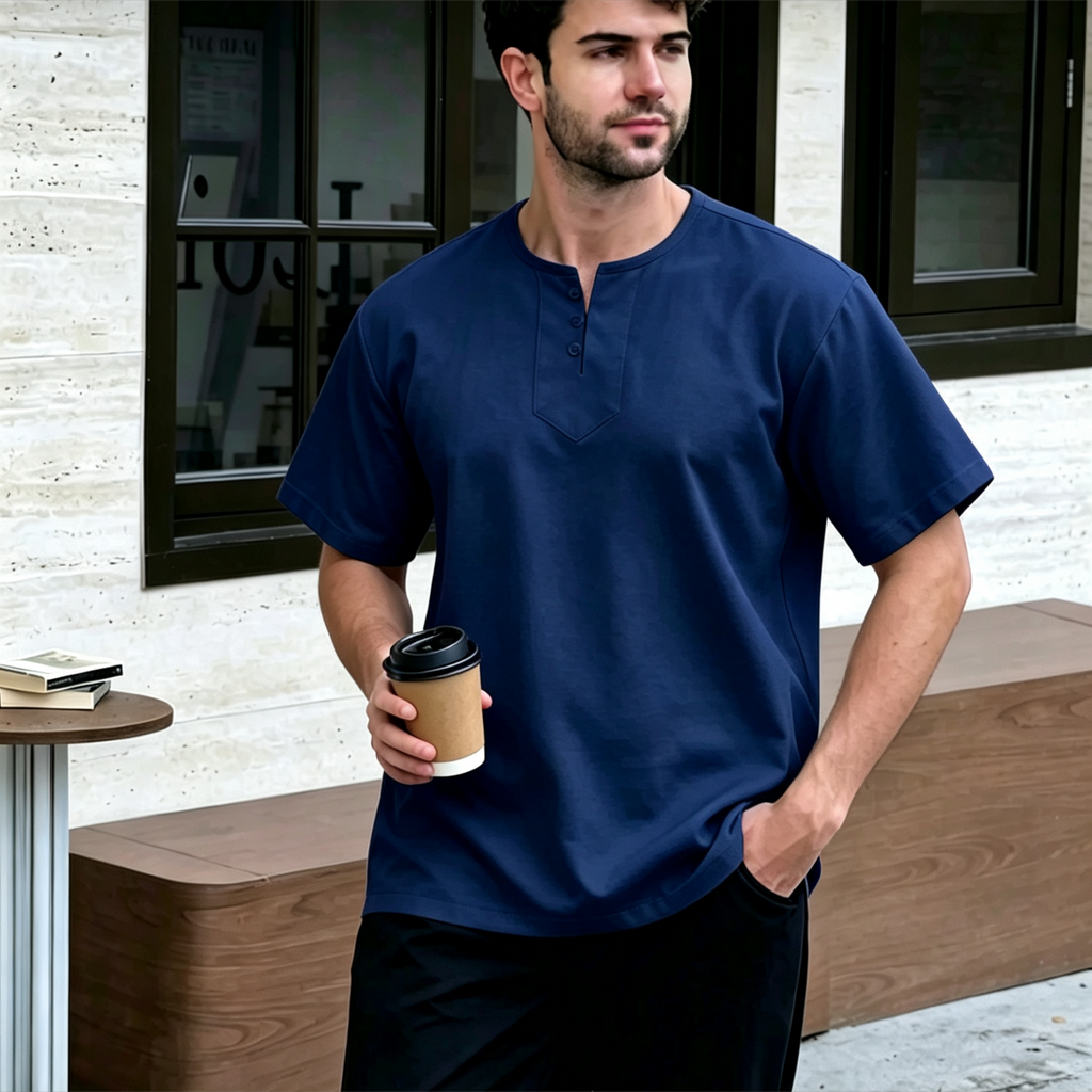 Short Sleeve Top Modern Muslim Kurta Laluan Angin Casual T-Shirt