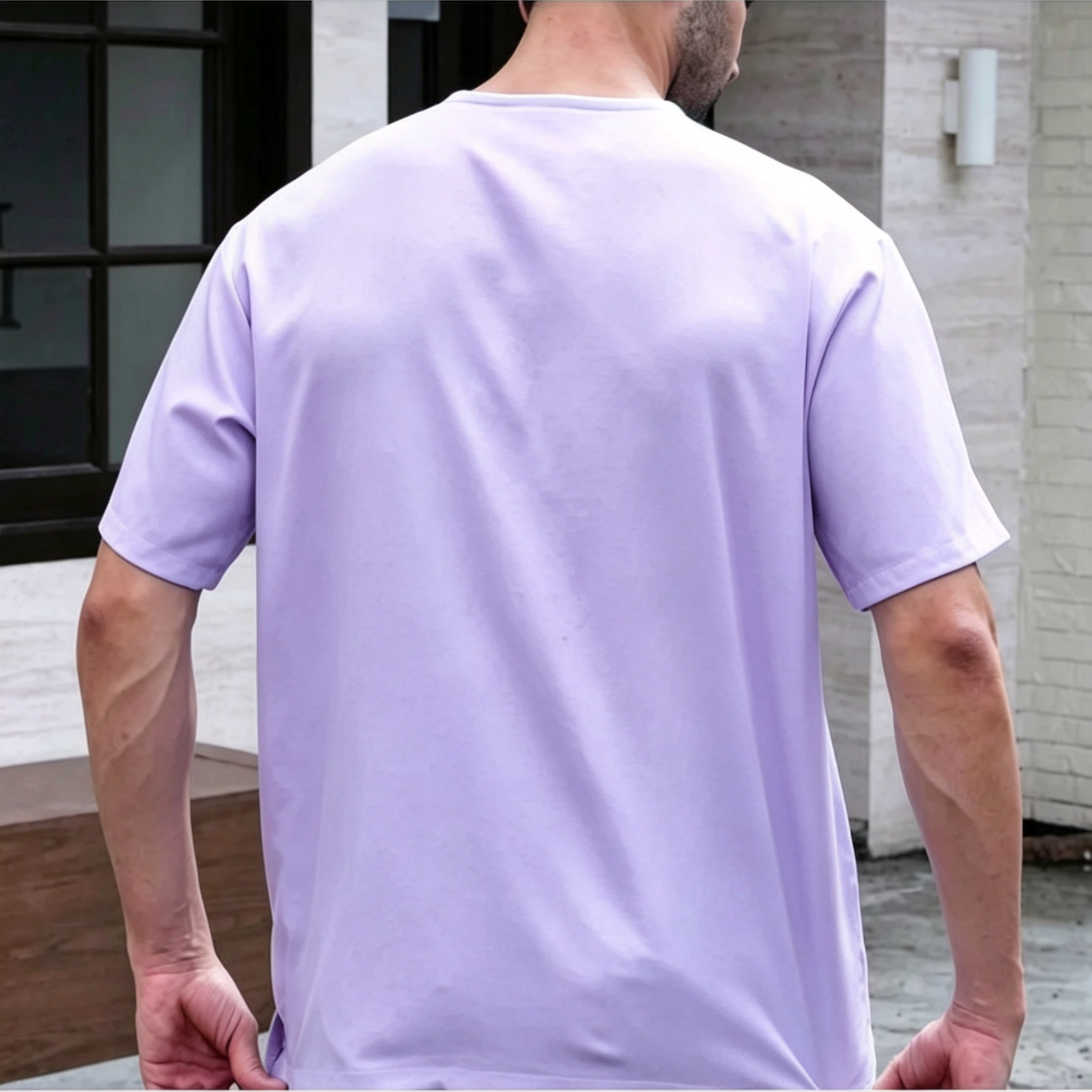 3-Button Short Sleeve Kurta - Light Purple