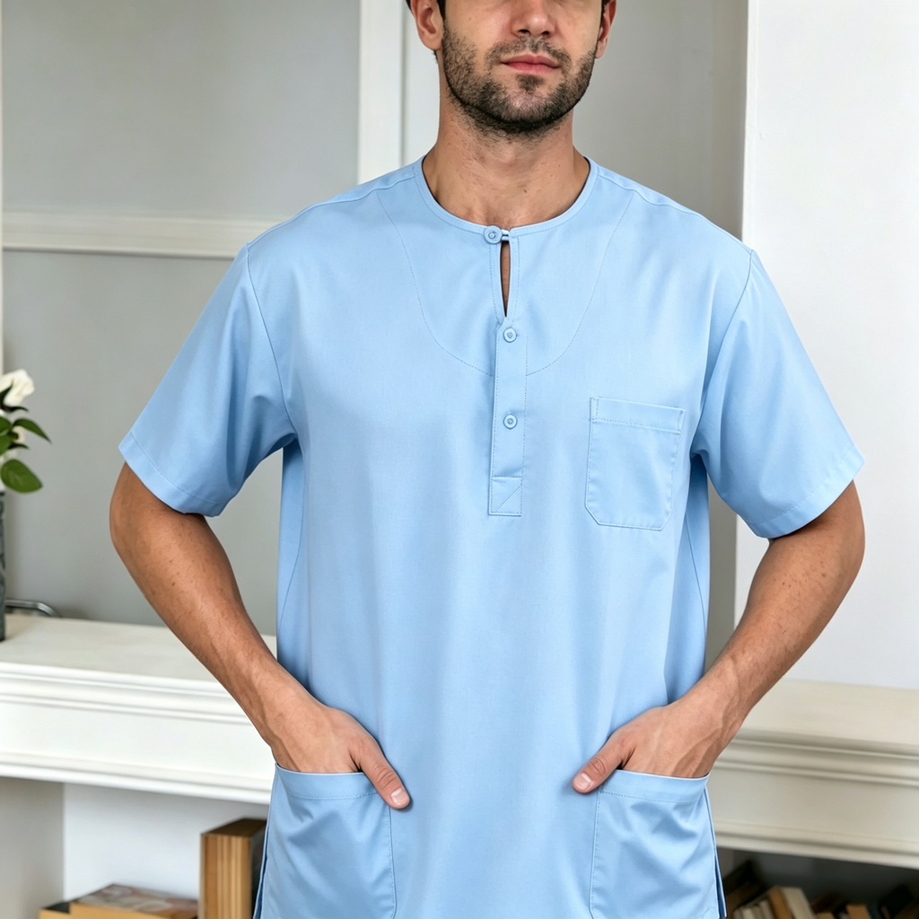 Premium One-Button Kurta | Ironless Abloh Crepe - Tailored Sophistication for Men