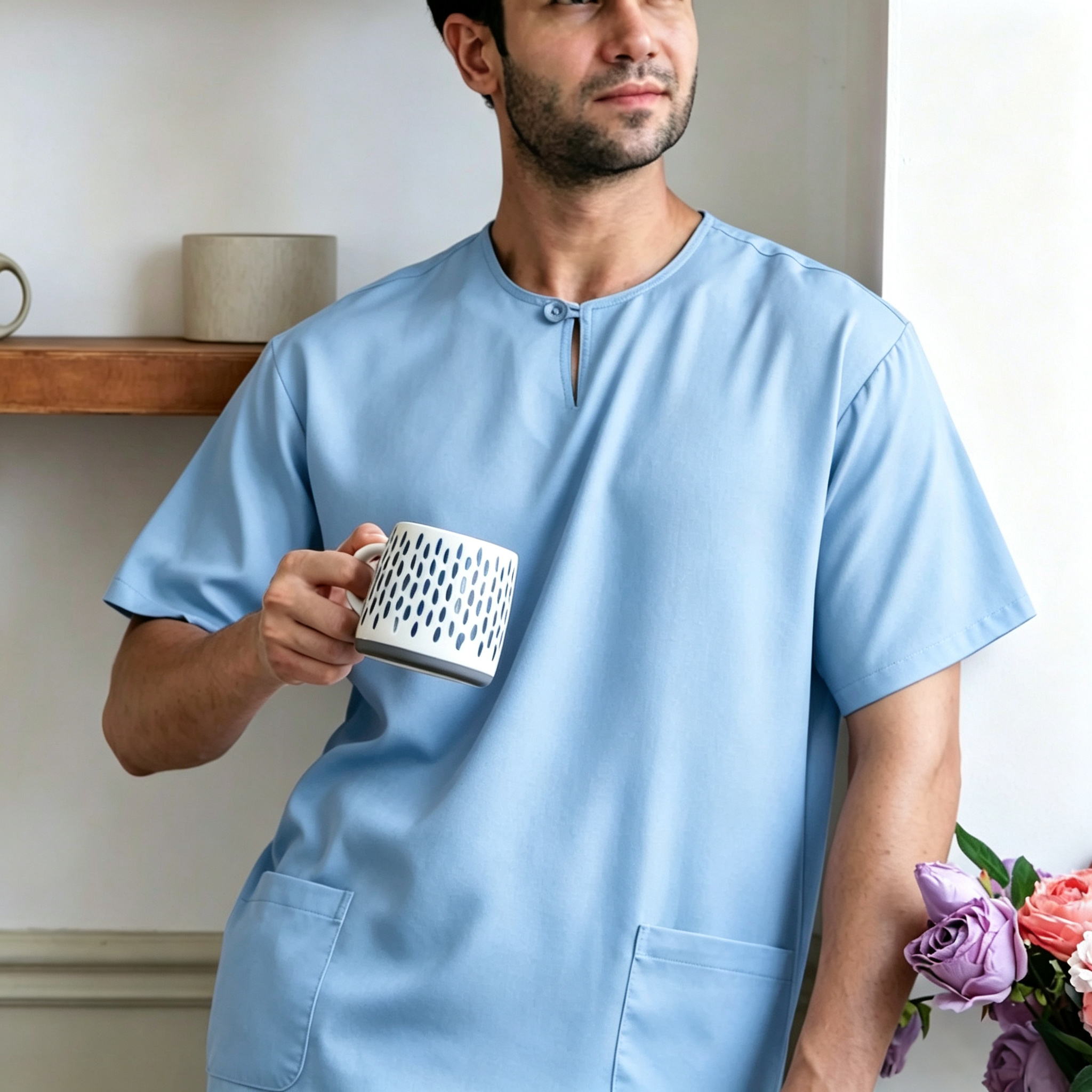 Premium One-Button Kurta | Ironless Abloh Crepe - Tailored Sophistication for Men