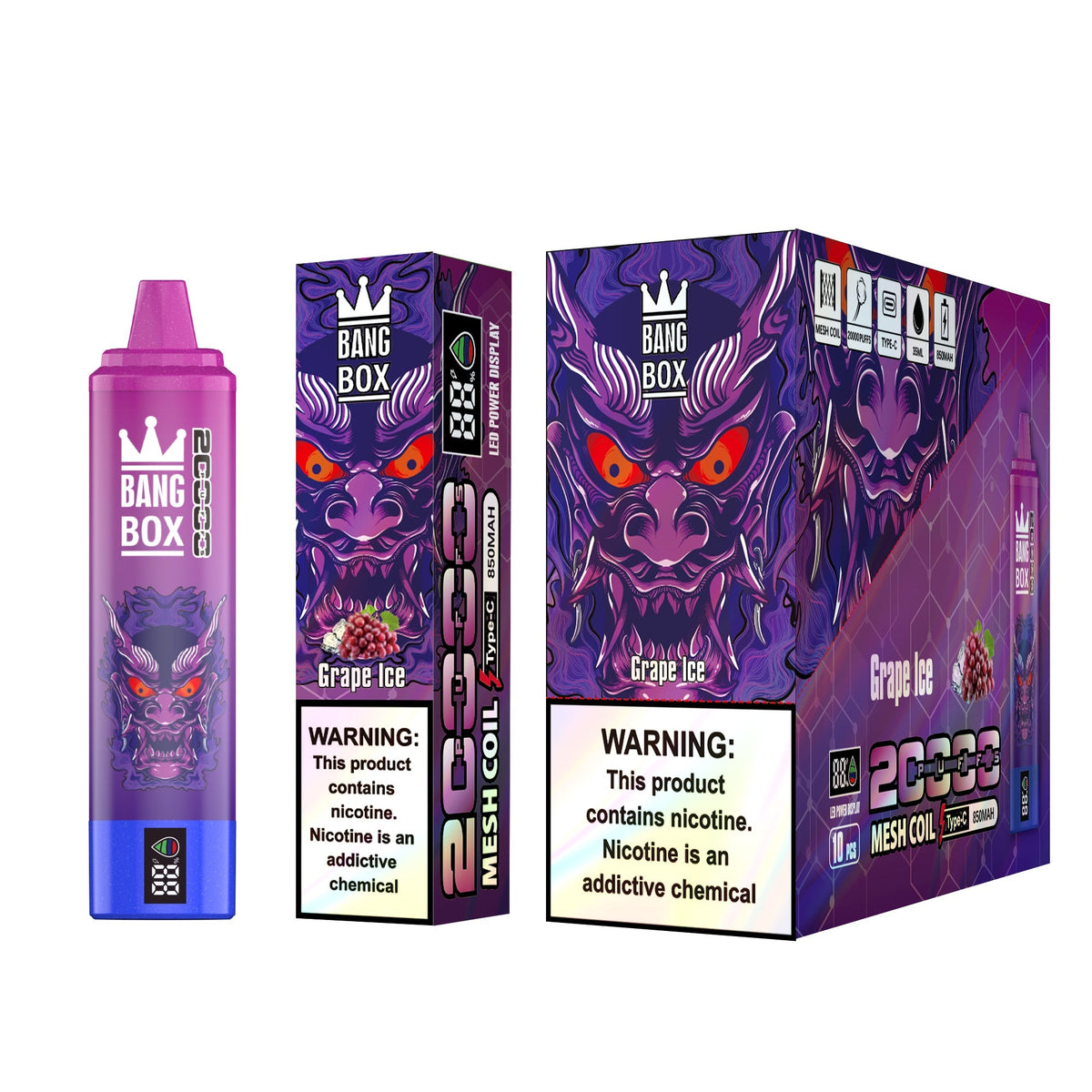 Bangbox 20000 puffs vape Led display battery 35ML 850MAH 12 Flavors