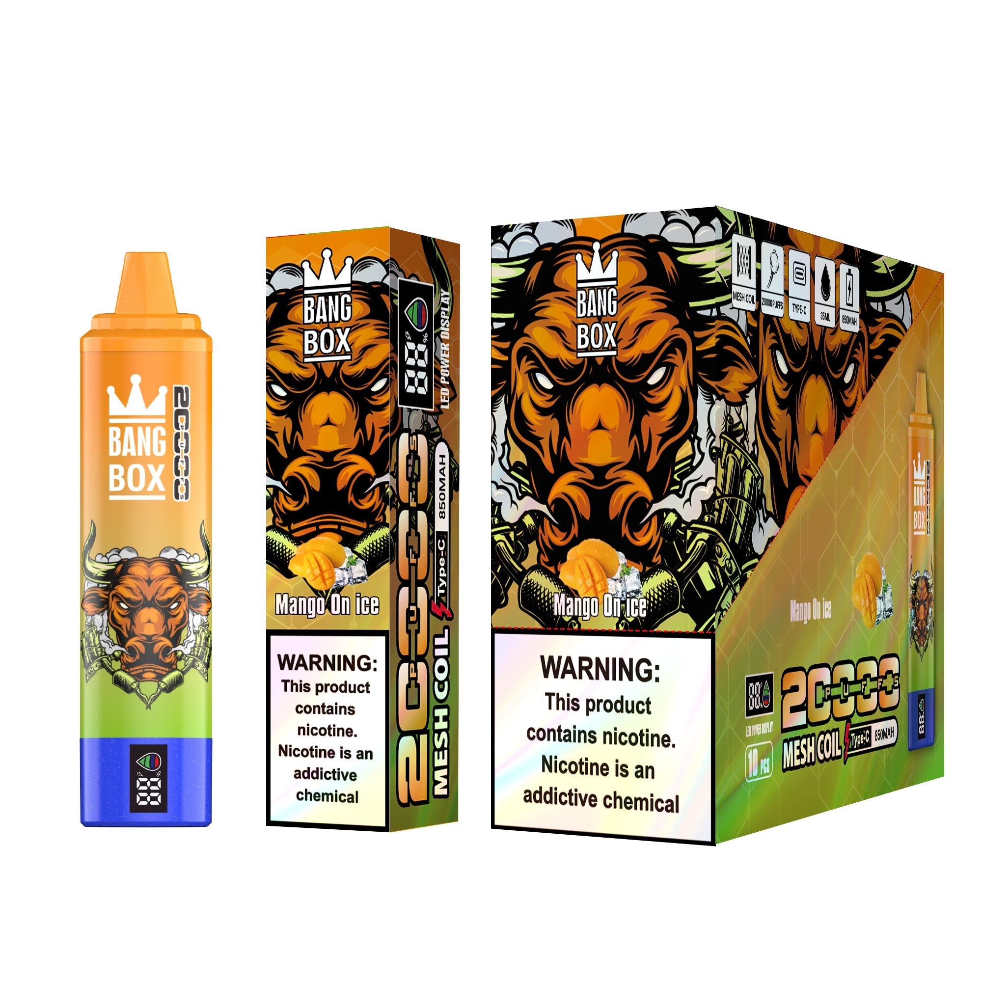 Bangbox 20000 puffs vape Led display battery 35ML 850MAH 12 Flavors