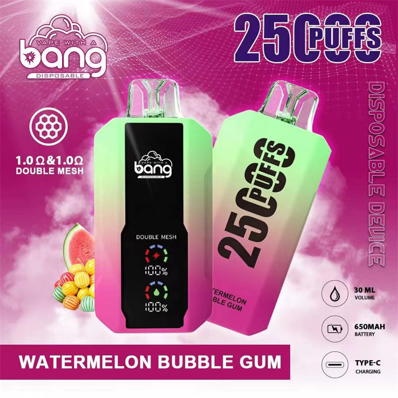 Bang 25000 Puffs LCD Screen Vape Dual Bang 25000 Puffs Vape 25K Disposable Vape Pen E Cigarette Prefilled 30ml 650mAh Disposable Vape 12 Flavors