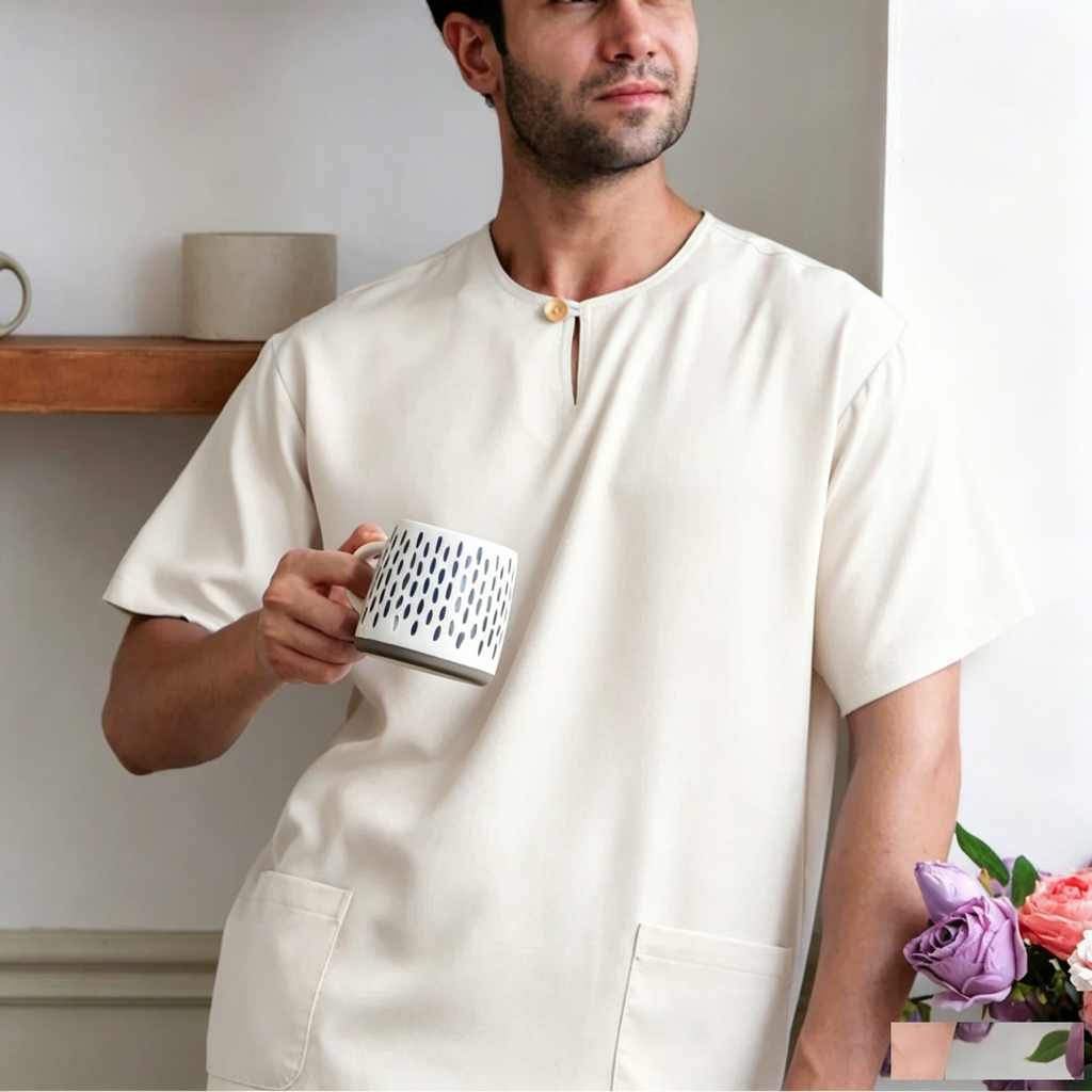 Premium One-Button Kurta | Ironless Abloh Crepe - Baju Ibadah Paling Selesa & Segak