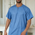 Premium One-Button Kurta | Ironless Abloh Crepe - Sophisticated Blue for Everyday Style