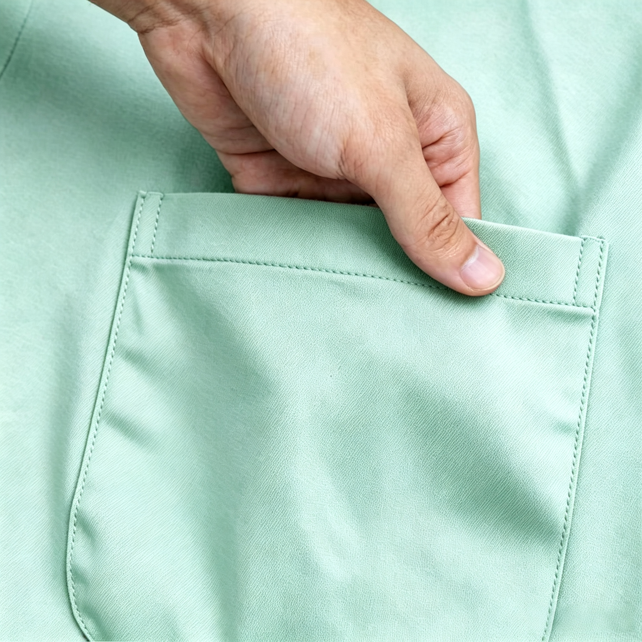 Premium One-Button Kurta | Ironless Abloh Crepe - Refreshing Mint Green Style