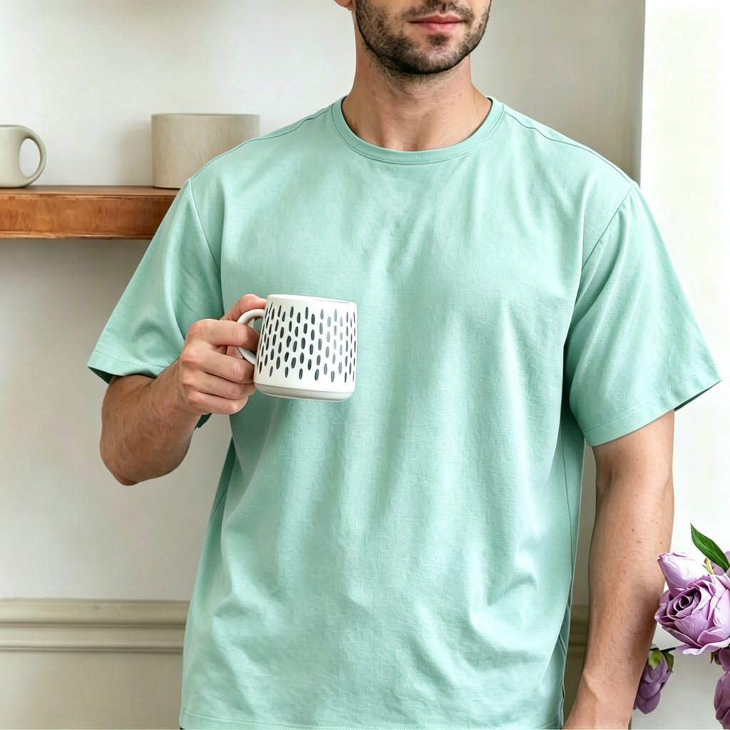 Premium One-Button Kurta | Ironless Abloh Crepe - Refreshing Mint Green Style