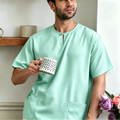 Premium One-Button Kurta | Ironless Abloh Crepe - Refreshing Mint Green Style