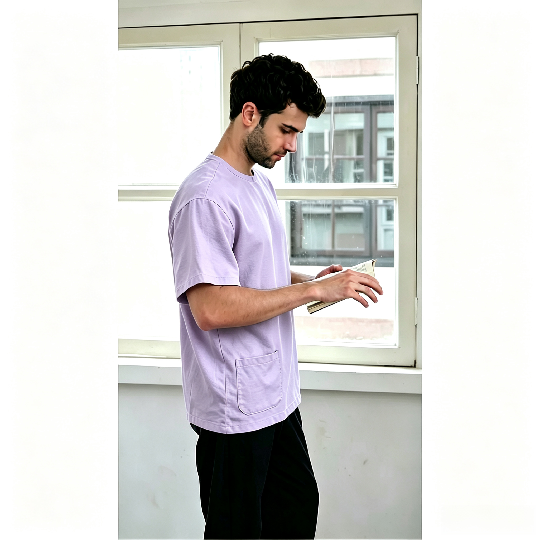 Premium One-Button Kurta | Ironless Abloh Crepe - Charming Lavender Minimalist Style