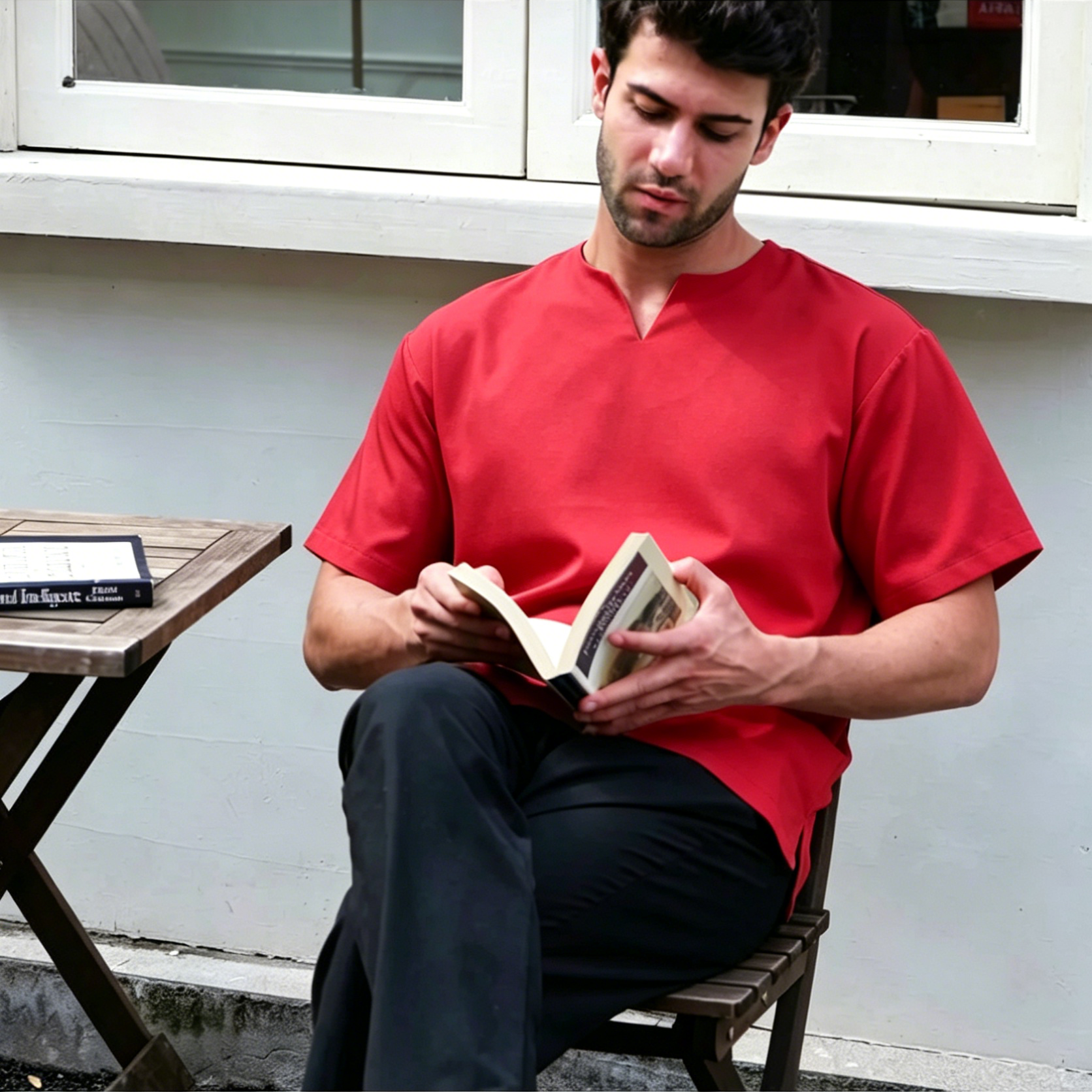 Breathable Short Sleeve Kurta - Chili Red Ultra-Cooling Men's Prayer Wear