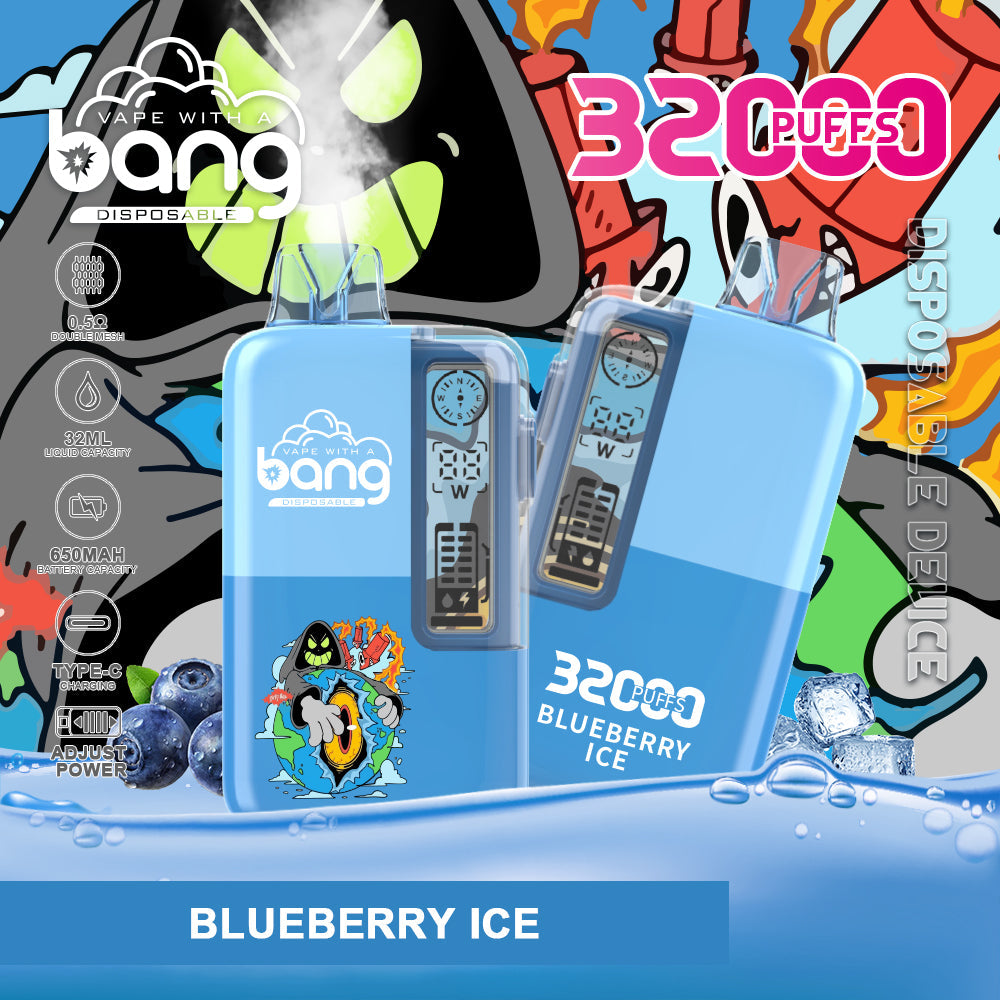 BangKing 32000 Puffs 32K Smart Full Screen Turn Ice Wholesale Disposable Vape Puff 32k Prefilled Pod – 650mAh Battery, 32ml E-liquid, Multiple Nicotine Strength Options  12 Flavors