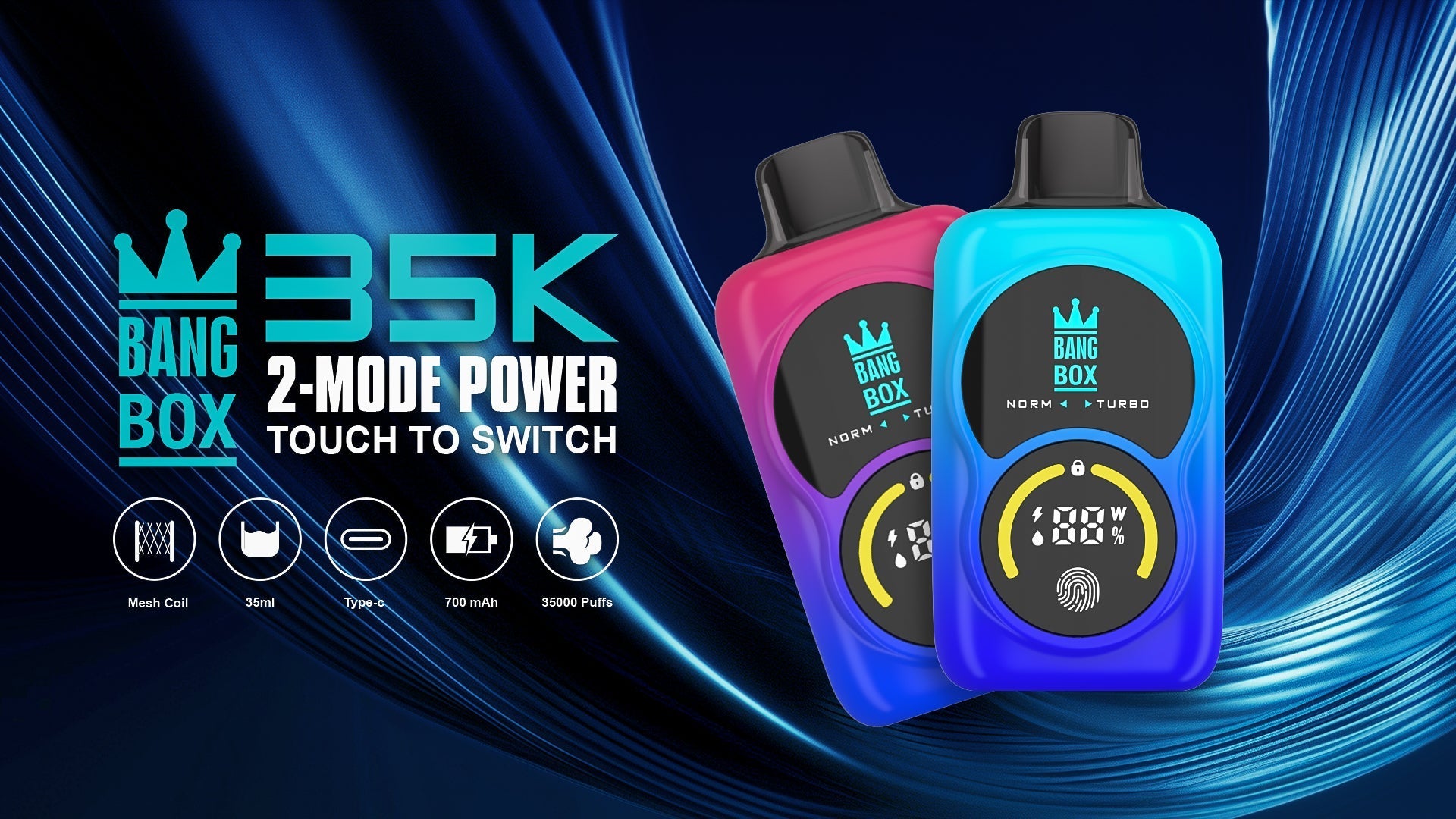 Bang Box 35000 Puffs Disposable Vape - 35ml E-Liquid, 700mAh Disposable Vape 12 Flavors