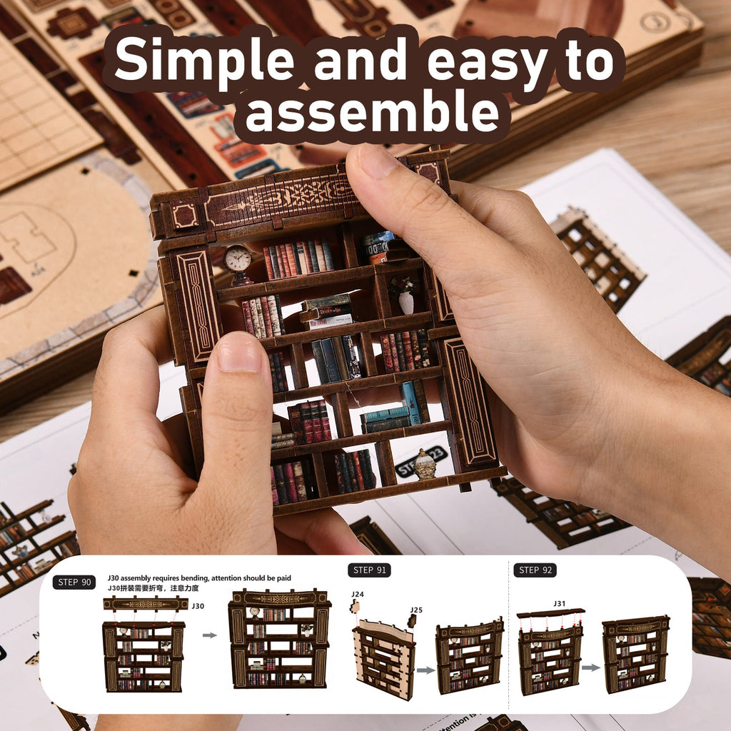 Dreamy Book Hall DIY Miniature Dollhouse Kit with Touch LED Light