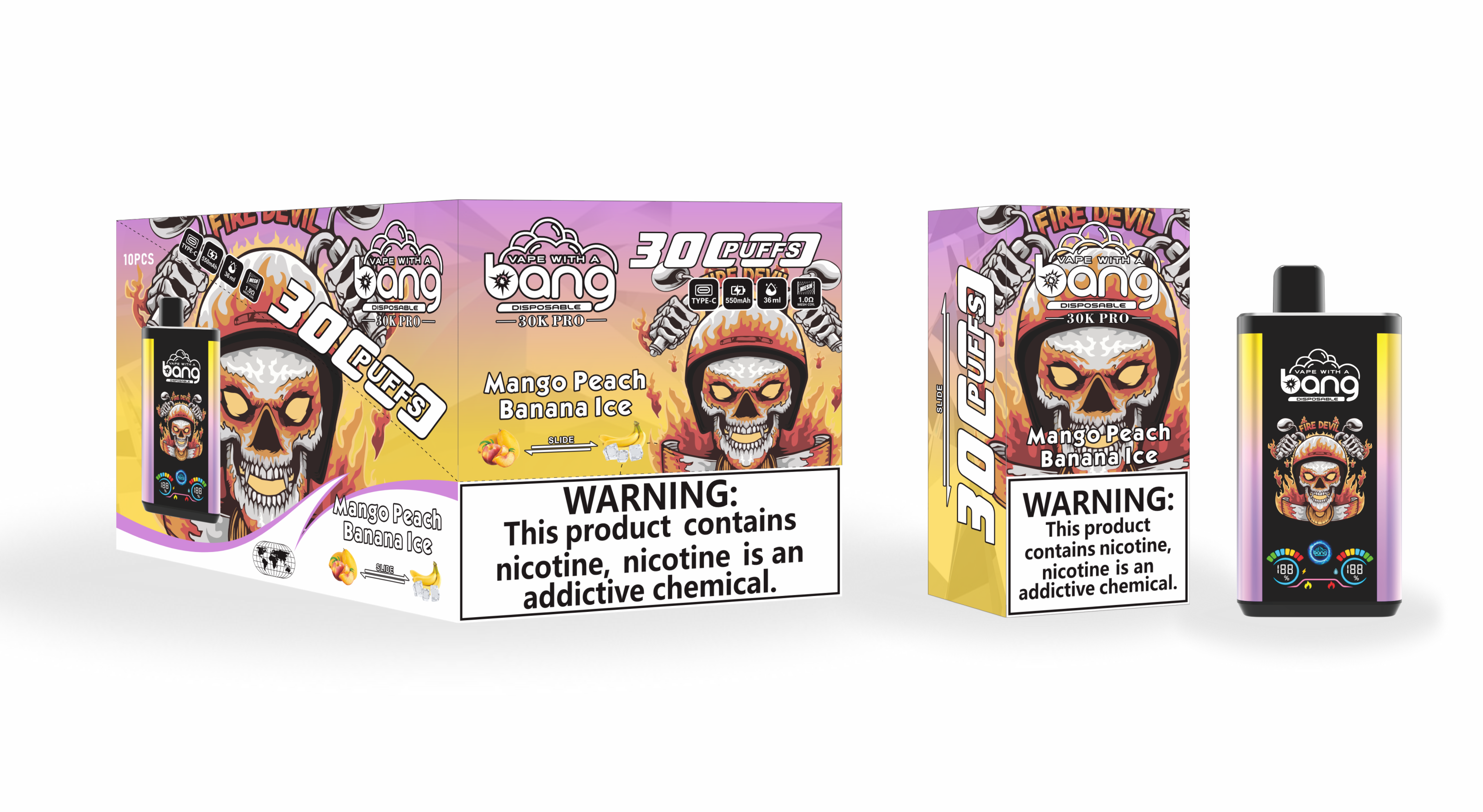 BangKing 30K Puffs Smart Full Screen Turn Ice Wholesale Disposable Vape Puff 30k Prefilled Pod-850mah  16 Flavors