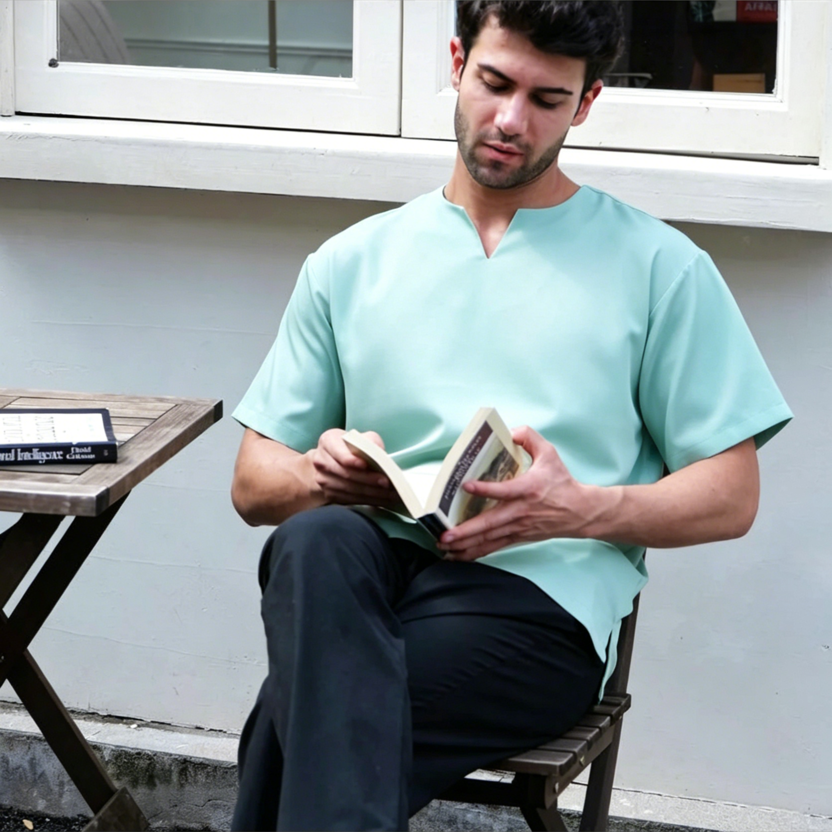 Breathable Short Sleeve Kurta - Mint Green Ultra-Cooling Men's Prayer Wear