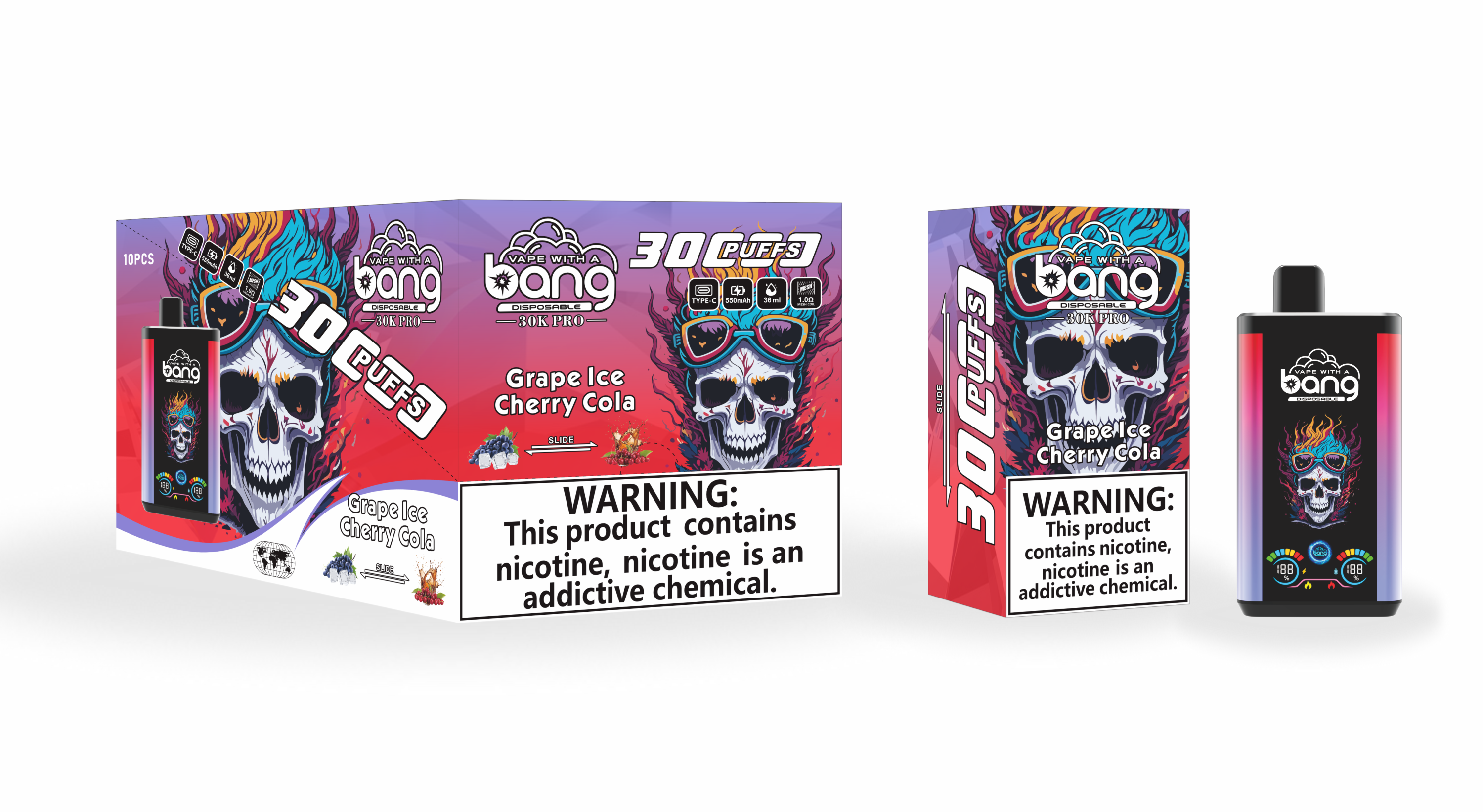 BangKing 30K Puffs Smart Full Screen Turn Ice Wholesale Disposable Vape Puff 30k Prefilled Pod-850mah  16 Flavors