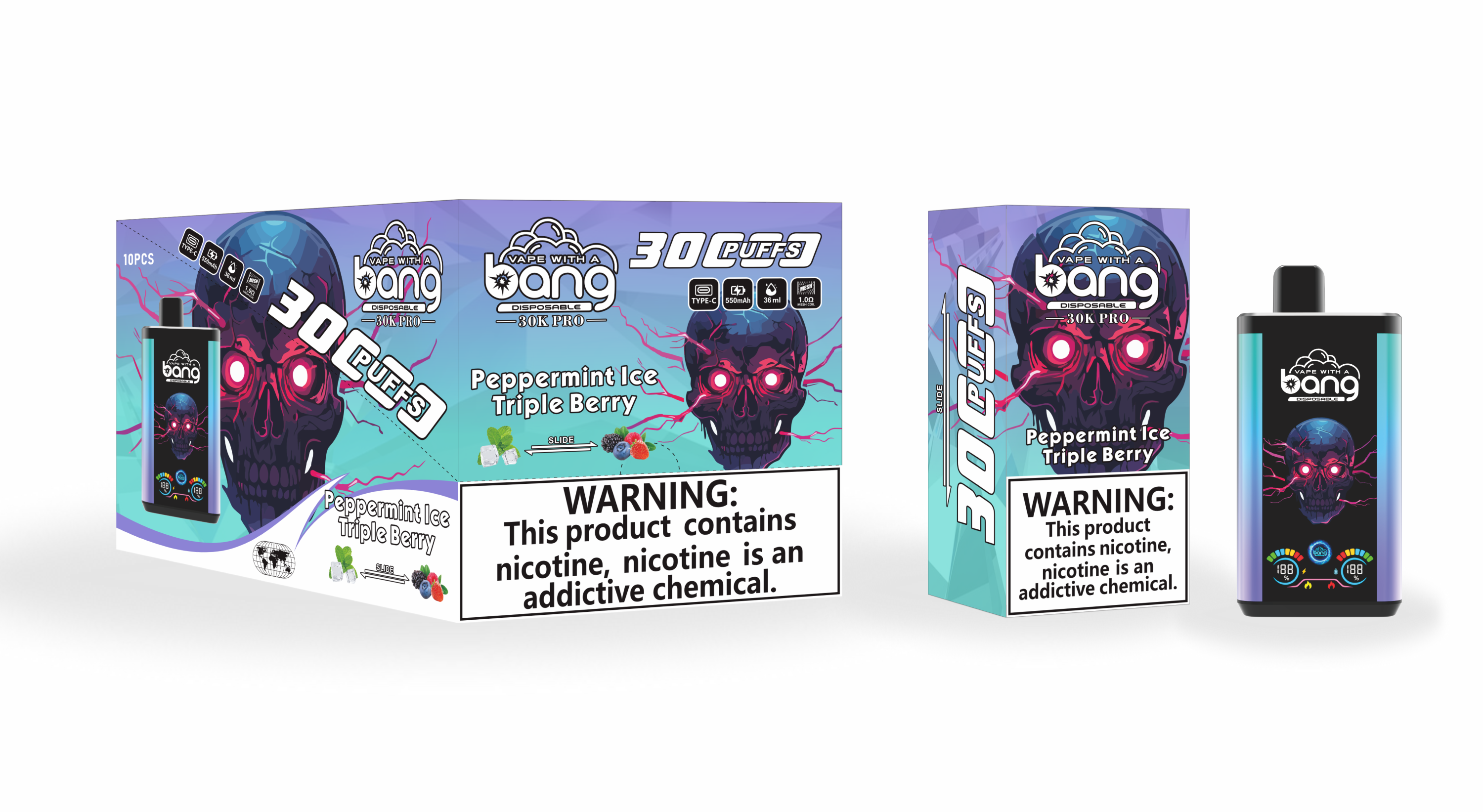 BangKing 30K Puffs Smart Full Screen Turn Ice Wholesale Disposable Vape Puff 30k Prefilled Pod-850mah  16 Flavors