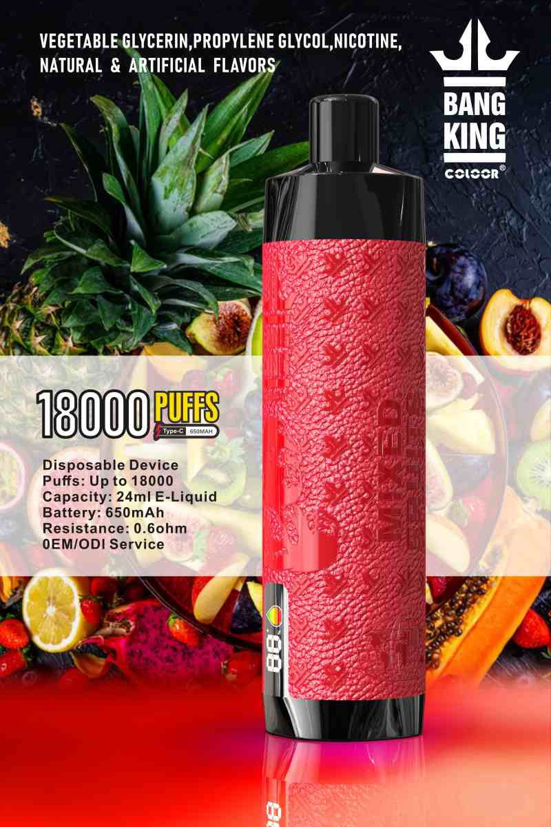 Bang King E Shisha 24ml E Liquid Disposable Pod 18000 Puffs Smart Screen Vaping Experience E Vapes