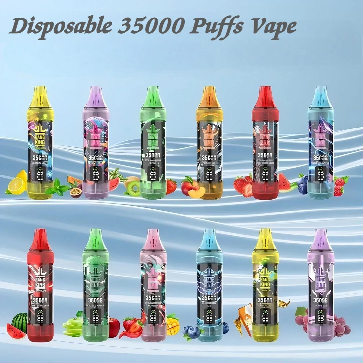 BANGKING 35000 PUFFS Bulk Sale Cheaper Disposable Tornado Vape-1000mAh Battery, 23ml E-liquid, Multiple Nicotine 10 Flavors