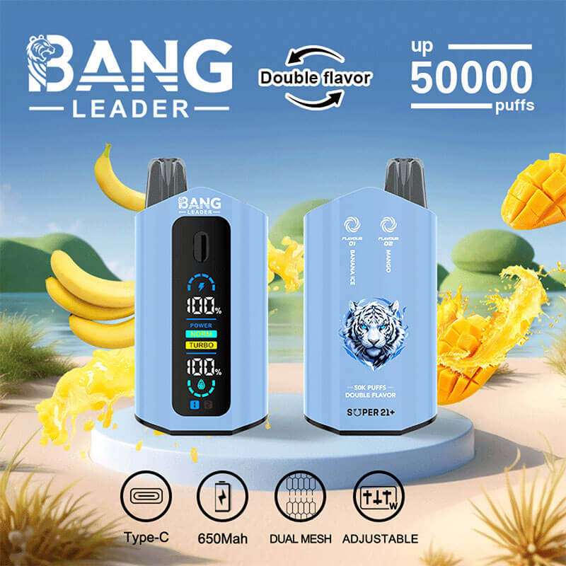 Bang Leader 50000 Puffs Disposable Vape (0% to 5% Nicotine) – Dual Pods, Unmatched Performance 650mAh battery 12 Flavors