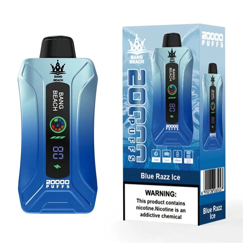 Bang Beach 20000 Puffs Display Screen Vape Disposable Electronic Cigarettes Puff 20k-650mAh Battery, 35ml E-liquid, Multiple Nicotine 12 Flavors