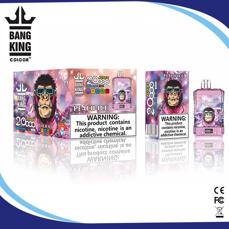 Bang King 20000 Puffs Double Crystal Vape Disposable Electronic Cigarettes Digital Display Puff 20k-650mAh Battery, 25ml E-liquid, Multiple Nicotine 12 Flavors