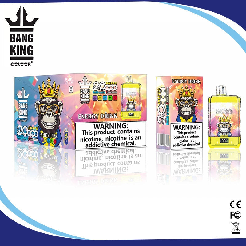 Bang King 20000 Puffs Double Crystal Vape Disposable Electronic Cigarettes Digital Display Puff 20k-650mAh Battery, 25ml E-liquid, Multiple Nicotine 12 Flavors