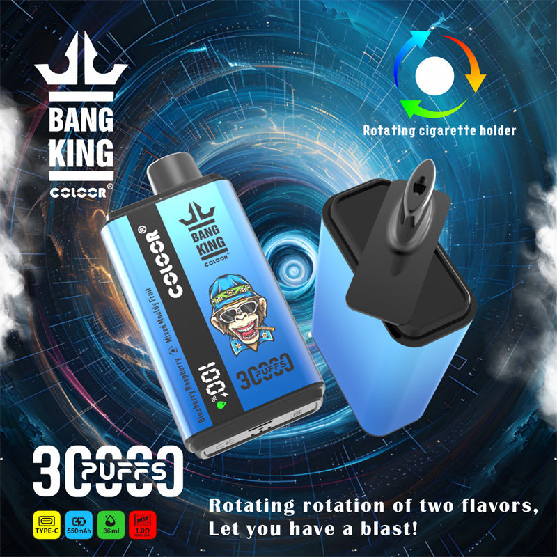 Bang King 30000 Puff Disposable E-Cigarette Vape Double Flavor Digital Display Bang 30k Puff Vape-550mAh Battery, 36ml E-liquid, Multiple Nicotine 12 Flavorsr