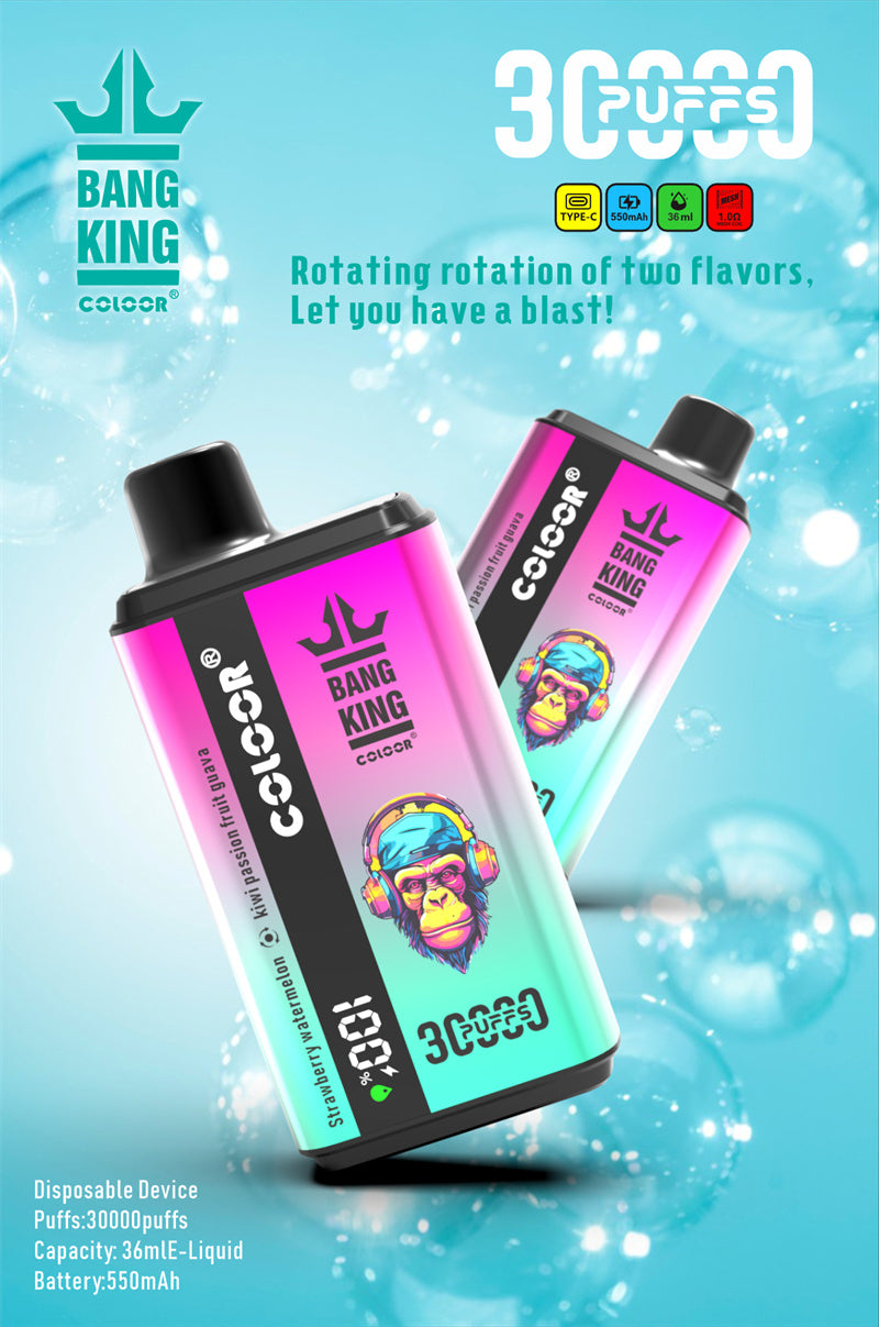 Bang King 30000 Puff Disposable E-Cigarette Vape Double Flavor Digital Display Bang 30k Puff Vape-550mAh Battery, 36ml E-liquid, Multiple Nicotine 12 Flavorsr